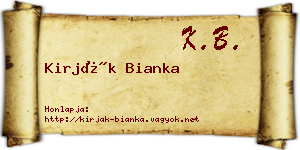 Kirják Bianka névjegykártya